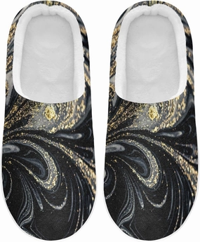 Unisex Memory Foam House Slippers Non-Skid Soft Warm Sole Coral Fleece Slip-on Closed Toe Hand Free Shoes for Bedroom Travel 6-17