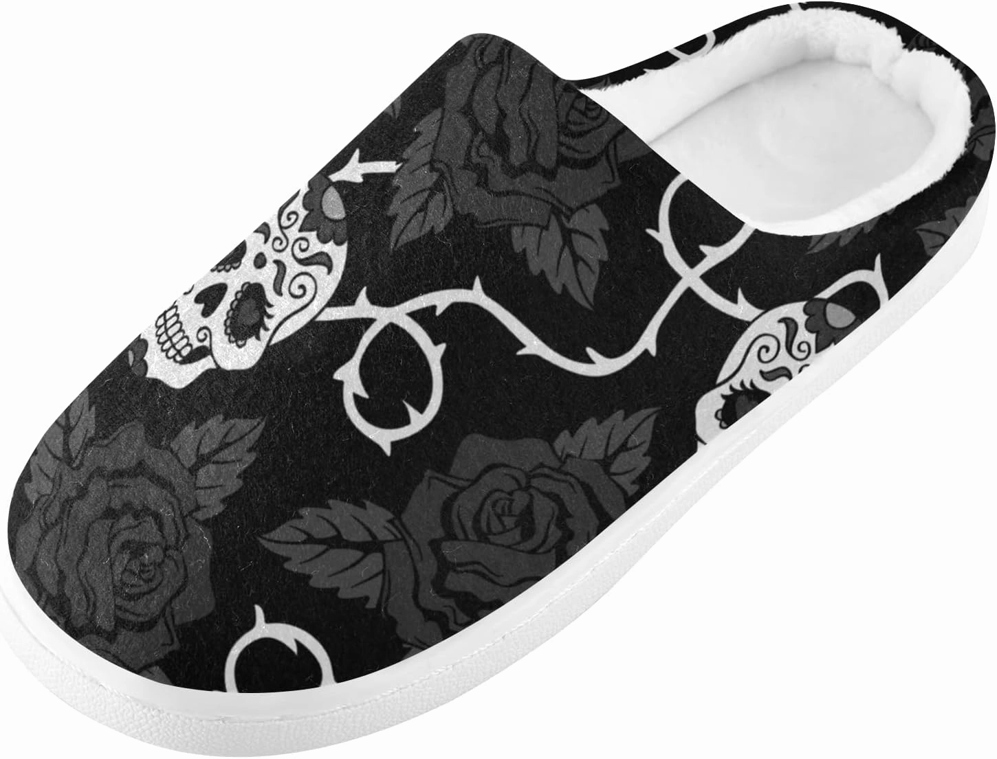 Unisex Memory Foam House Slippers Non-Skid Soft Warm Sole Coral Fleece Slip-on Closed Toe Hand Free Shoes for Bedroom Travel 6-17