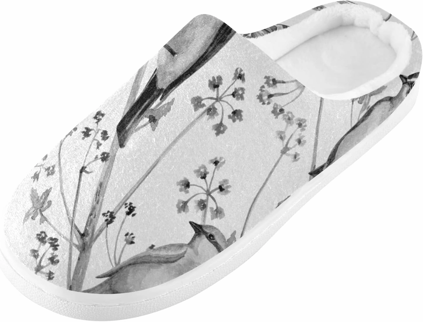 Unisex Memory Foam House Slippers Non-Skid Soft Warm Sole Coral Fleece Slip-on Closed Toe Hand Free Shoes for Bedroom Travel 6-17