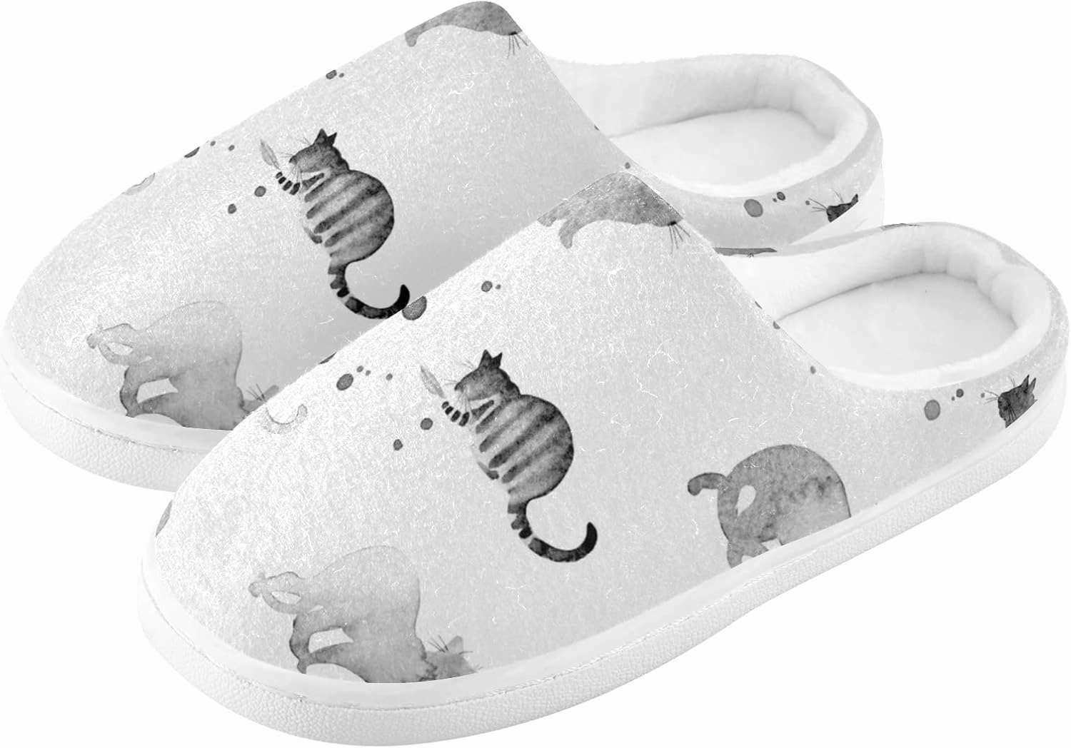 Unisex Memory Foam House Slippers Non-Skid Soft Warm Sole Coral Fleece Slip-on Closed Toe Hand Free Shoes for Bedroom Travel 6-17