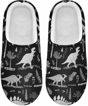 Unisex Memory Foam House Slippers Non-Skid Soft Warm Sole Coral Fleece Slip-on Closed Toe Hand Free Shoes for Bedroom Travel 6-17