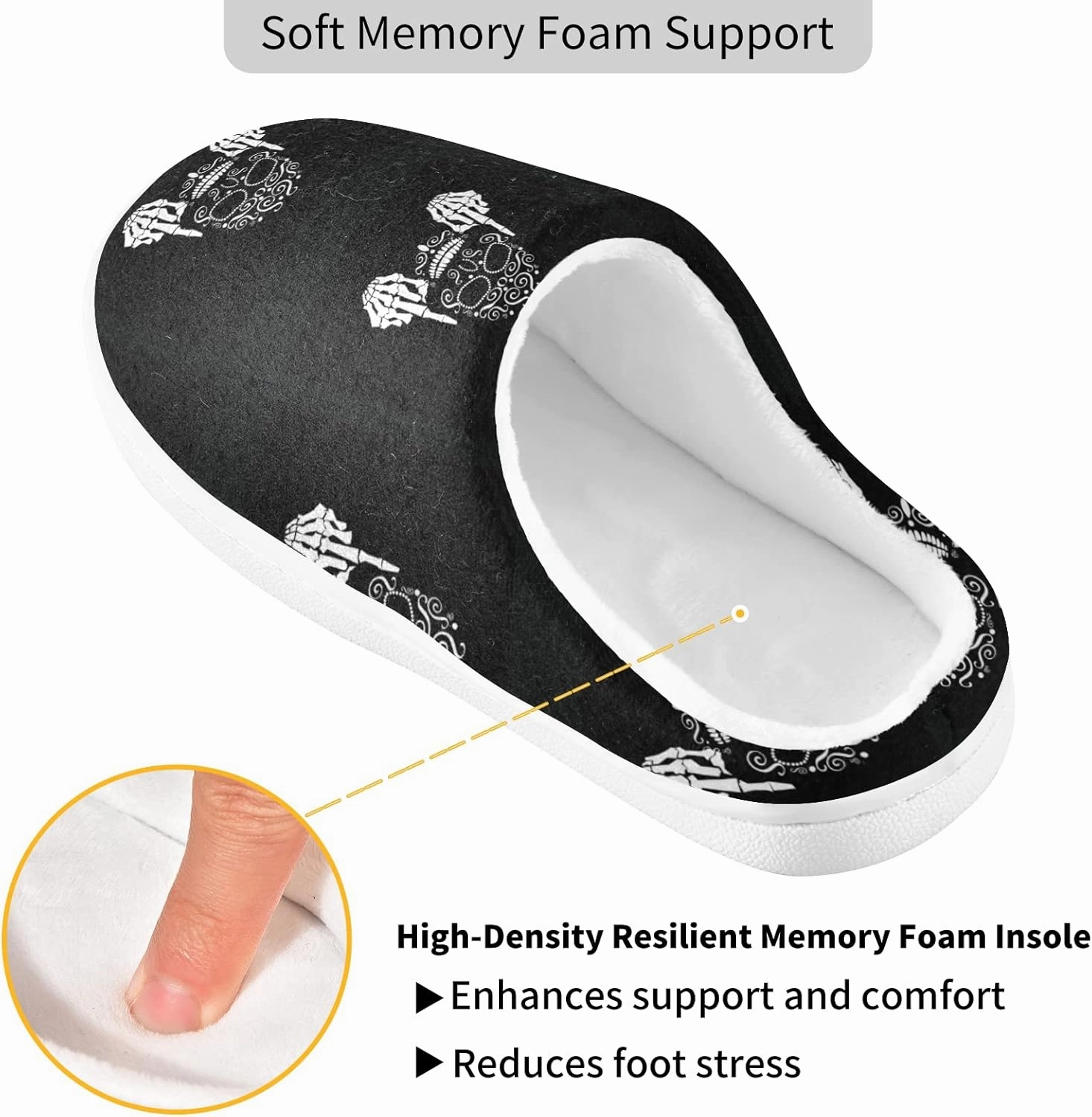Unisex Memory Foam House Slippers Non-Skid Soft Warm Sole Coral Fleece Slip-on Closed Toe Hand Free Shoes for Bedroom Travel 6-17
