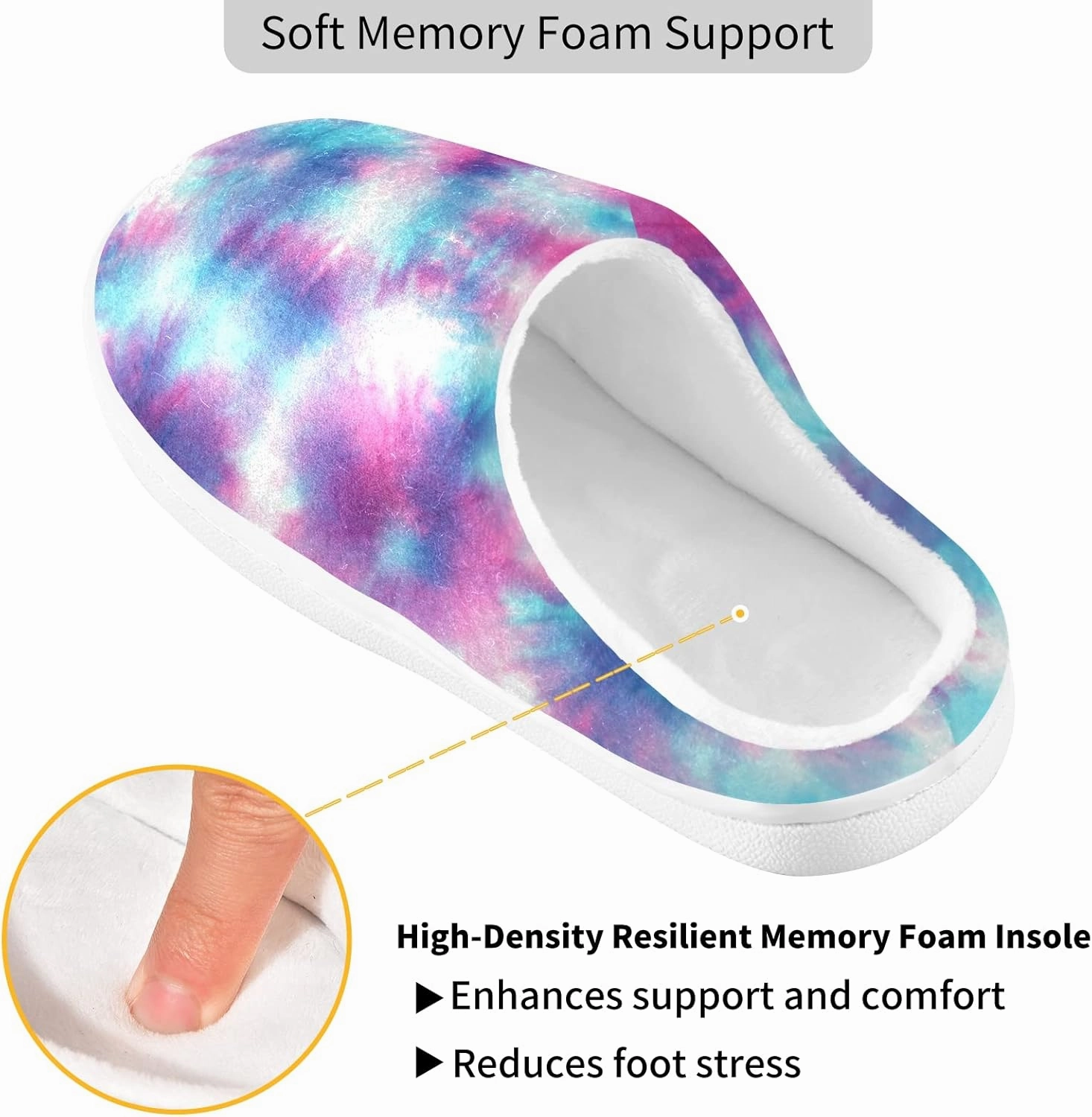 Unisex Memory Foam House Slippers Non-Skid Soft Warm Sole Coral Fleece Slip-on Closed Toe Hand Free Shoes for Bedroom Travel 6-17