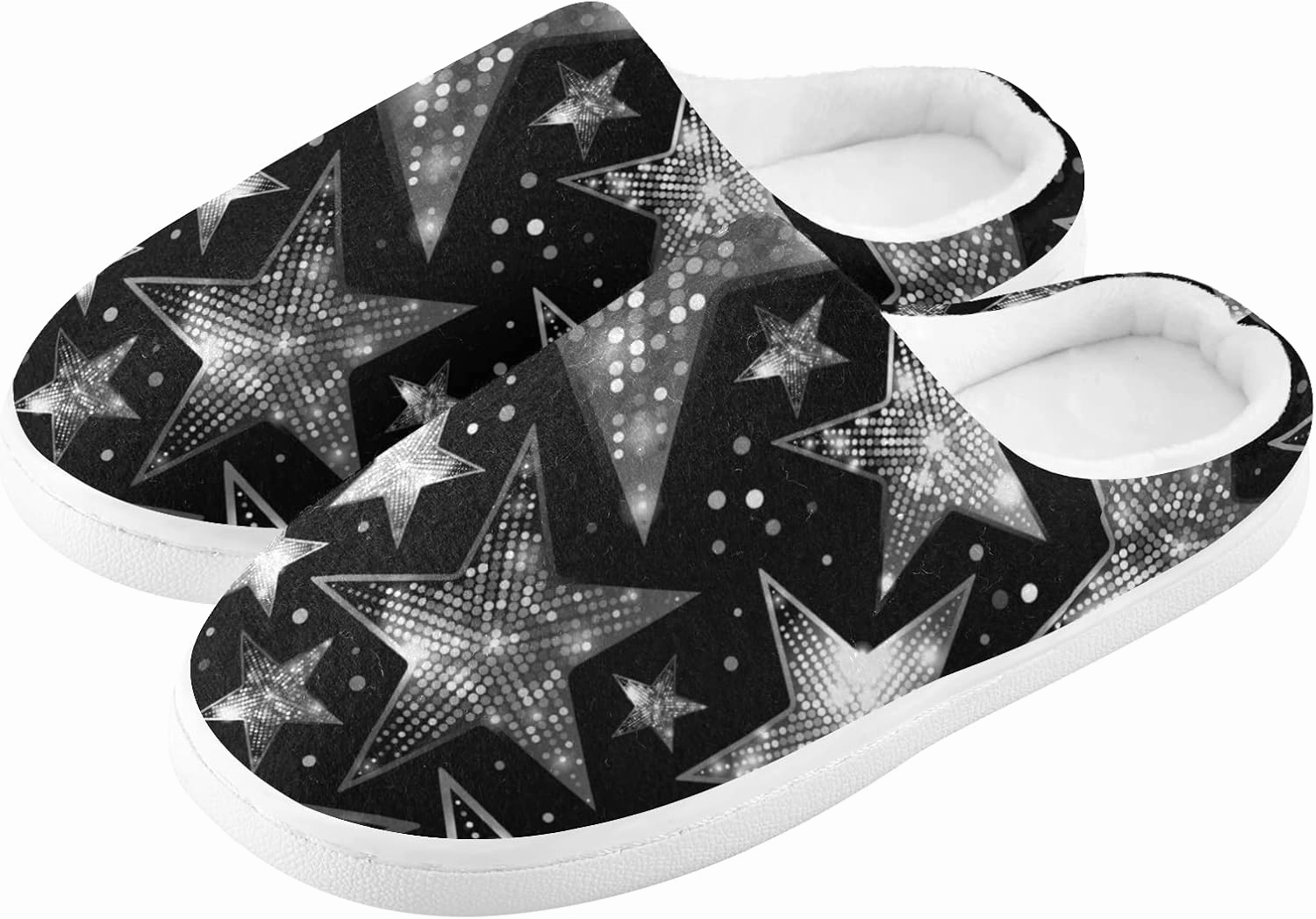 Unisex Memory Foam House Slippers Non-Skid Soft Warm Sole Coral Fleece Slip-on Closed Toe Hand Free Shoes for Bedroom Travel 6-17