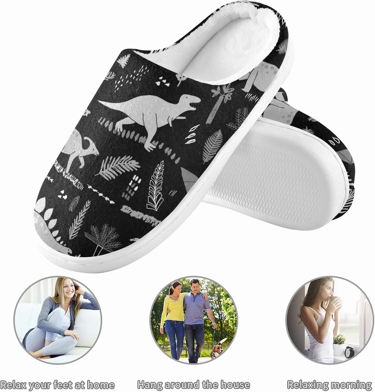 Unisex Memory Foam House Slippers Non-Skid Soft Warm Sole Coral Fleece Slip-on Closed Toe Hand Free Shoes for Bedroom Travel 6-17