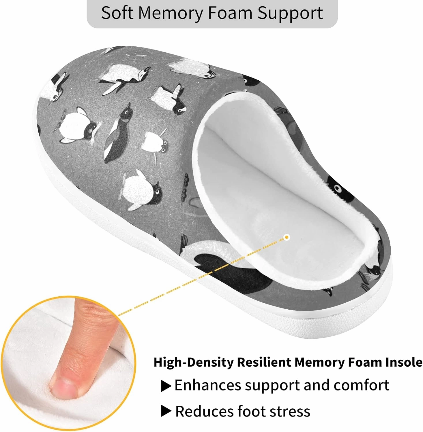 Unisex Memory Foam House Slippers Non-Skid Soft Warm Sole Coral Fleece Slip-on Closed Toe Hand Free Shoes for Bedroom Travel 6-17