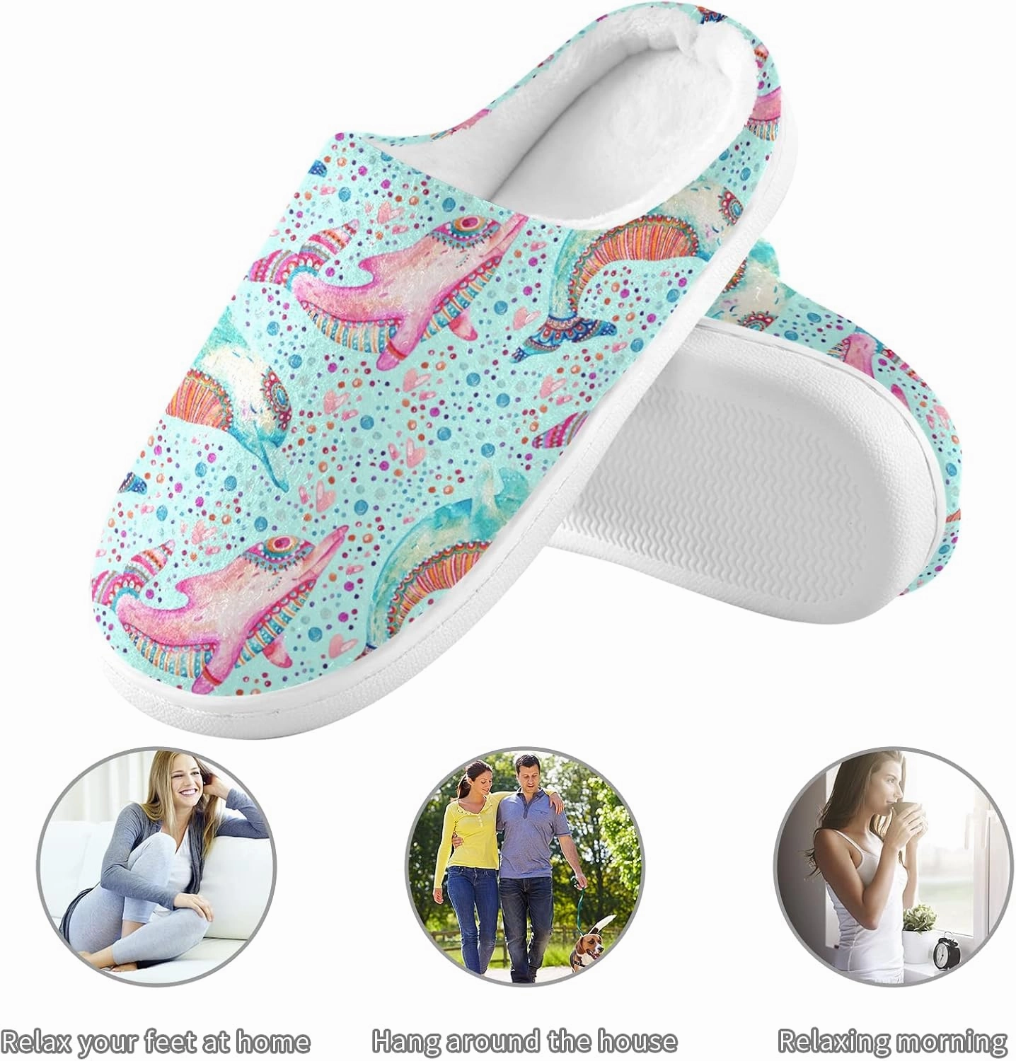 Unisex Memory Foam House Slippers Non-Skid Soft Warm Sole Coral Fleece Slip-on Closed Toe Hand Free Shoes for Bedroom Travel 6-17