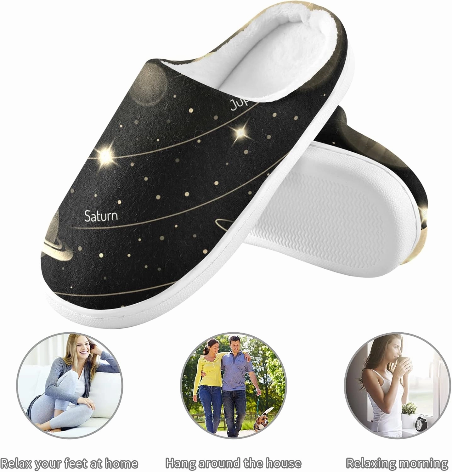 Unisex Memory Foam House Slippers Non-Skid Soft Warm Sole Coral Fleece Slip-on Closed Toe Hand Free Shoes for Bedroom Travel 6-17