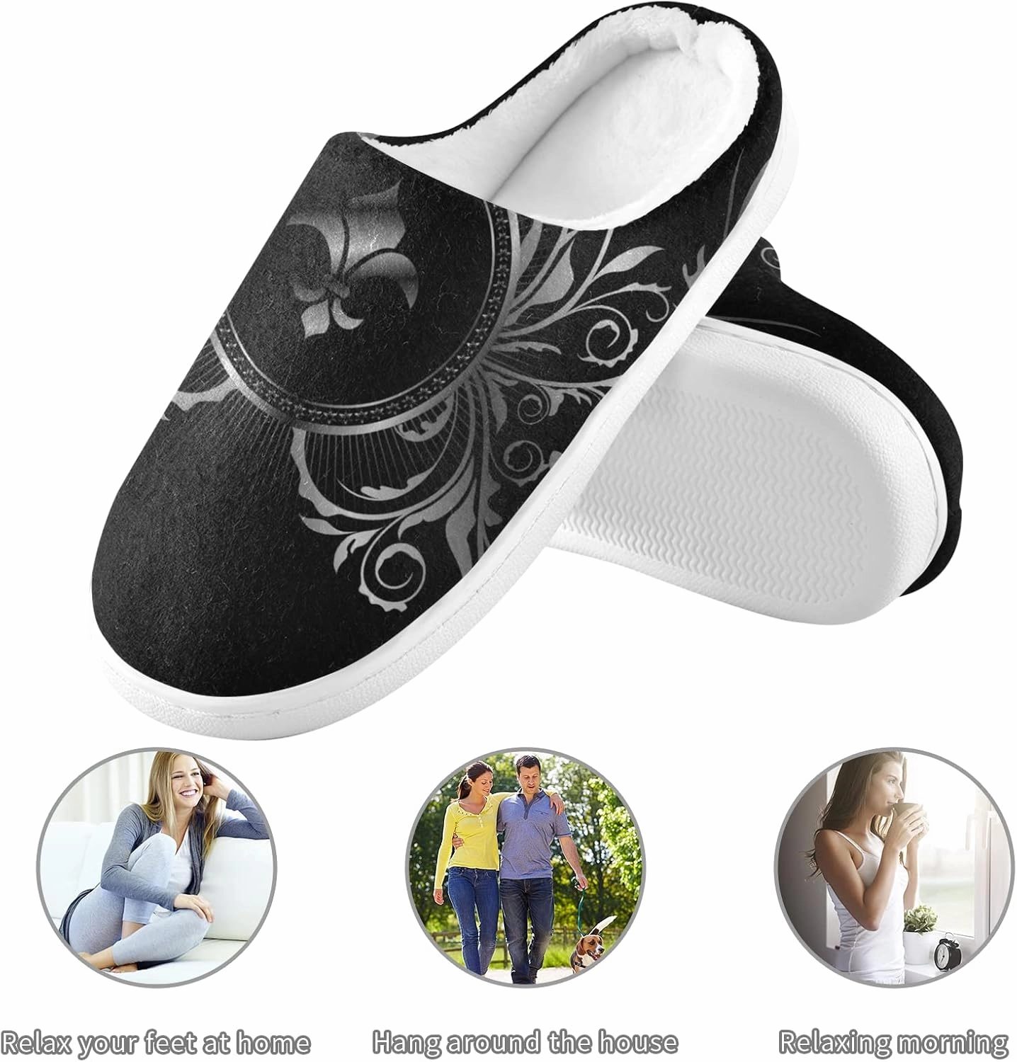Unisex Memory Foam House Slippers Non-Skid Soft Warm Sole Coral Fleece Slip-on Closed Toe Hand Free Shoes for Bedroom Travel 6-17