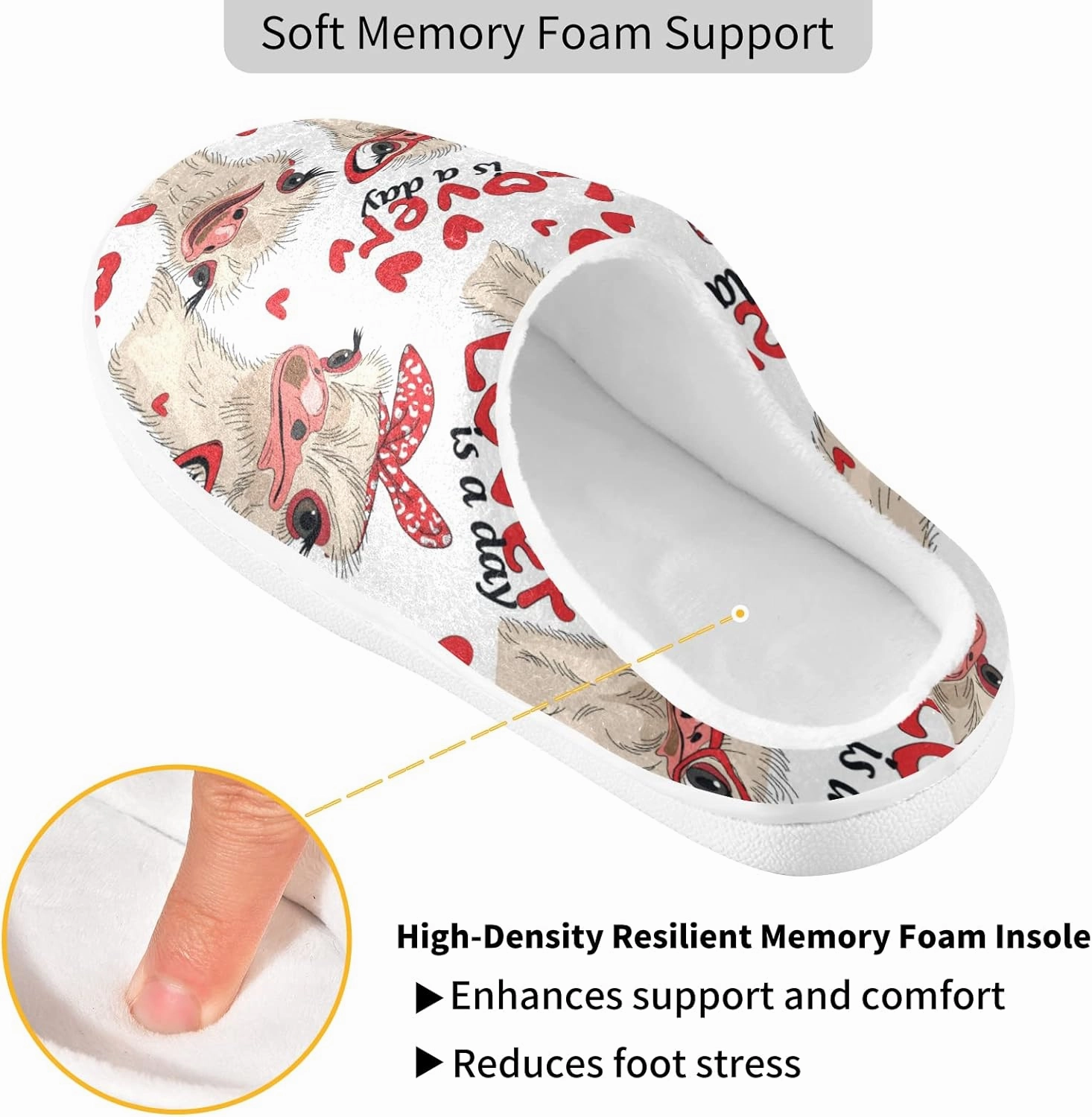 Unisex Memory Foam House Slippers Non-Skid Soft Warm Sole Coral Fleece Slip-on Closed Toe Hand Free Shoes for Bedroom Travel 6-17