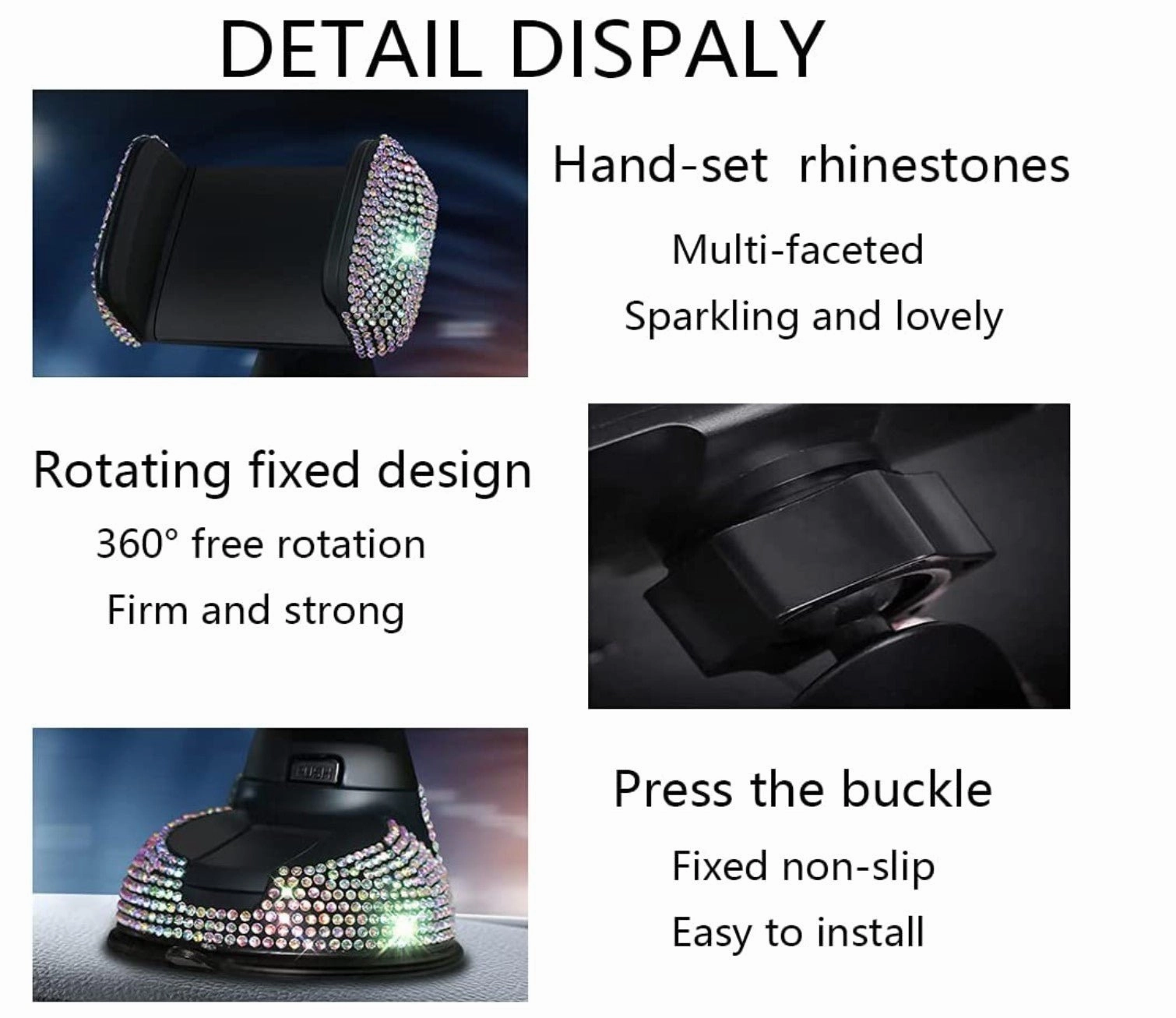 Universal Car Phone Holder, 360° [Adjustable and Stable] Universal Car Glass Mount, Windshield, Car Air Vent Mount, Car Accessories for Women and Girls (Colorful)