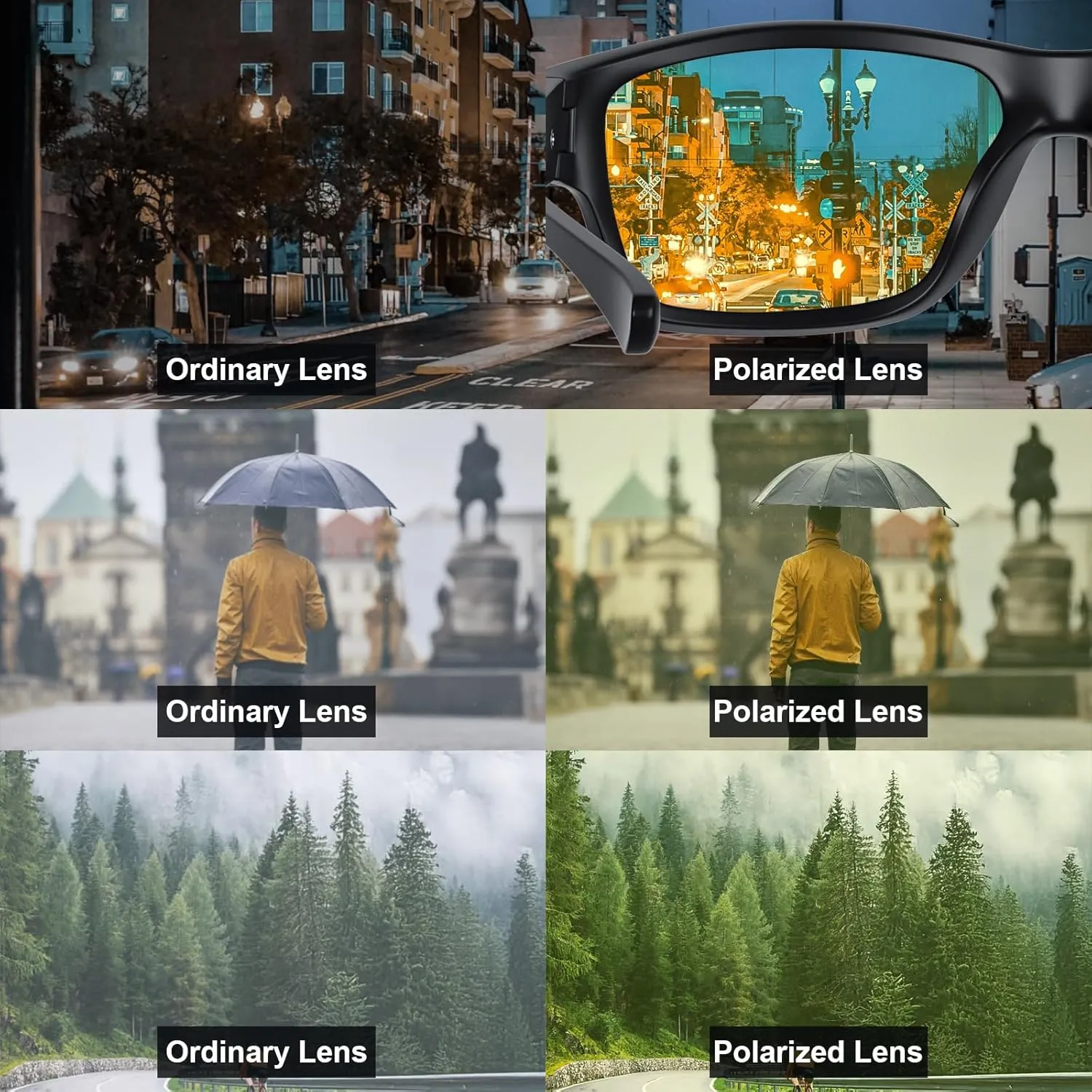 Upgraded Premium Ultralight Bifocal Night Vision Reading Glasses Men, TR90 Frame Wrap Around Design Nighttime Driving Anti Glare Ideal for Low Light Conditions  1.5