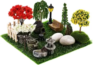 UPKOCH 1Set Miniature Garden Landscape of Tiny Artificial Trees Fake Grass and Decorative Rocks for Dollhouse Courtyard and Micro Landscapes for House Decor