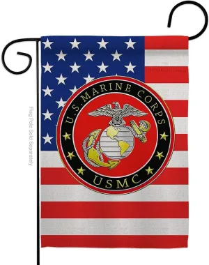 US Marine Corps Garden Flag Home Decor Banner Wall Art Patio Lawn Room Decorations Small Outdoor Tapestry Yard Sign Armed Forces USMC Semper Fi American Military Veteran Retire Official Made in USA