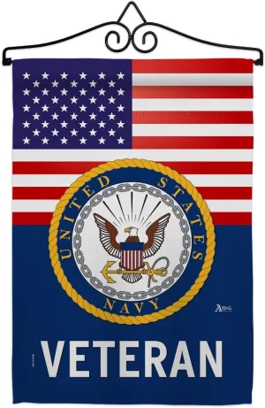 US Navy Veteran Garden Flag - Set Wall Hanger Armed Forces USN Seabee United State American Military Retire Official - House Decoration Banner Small Yard Gift Double-Sided Made in USA 13 X 18.5
