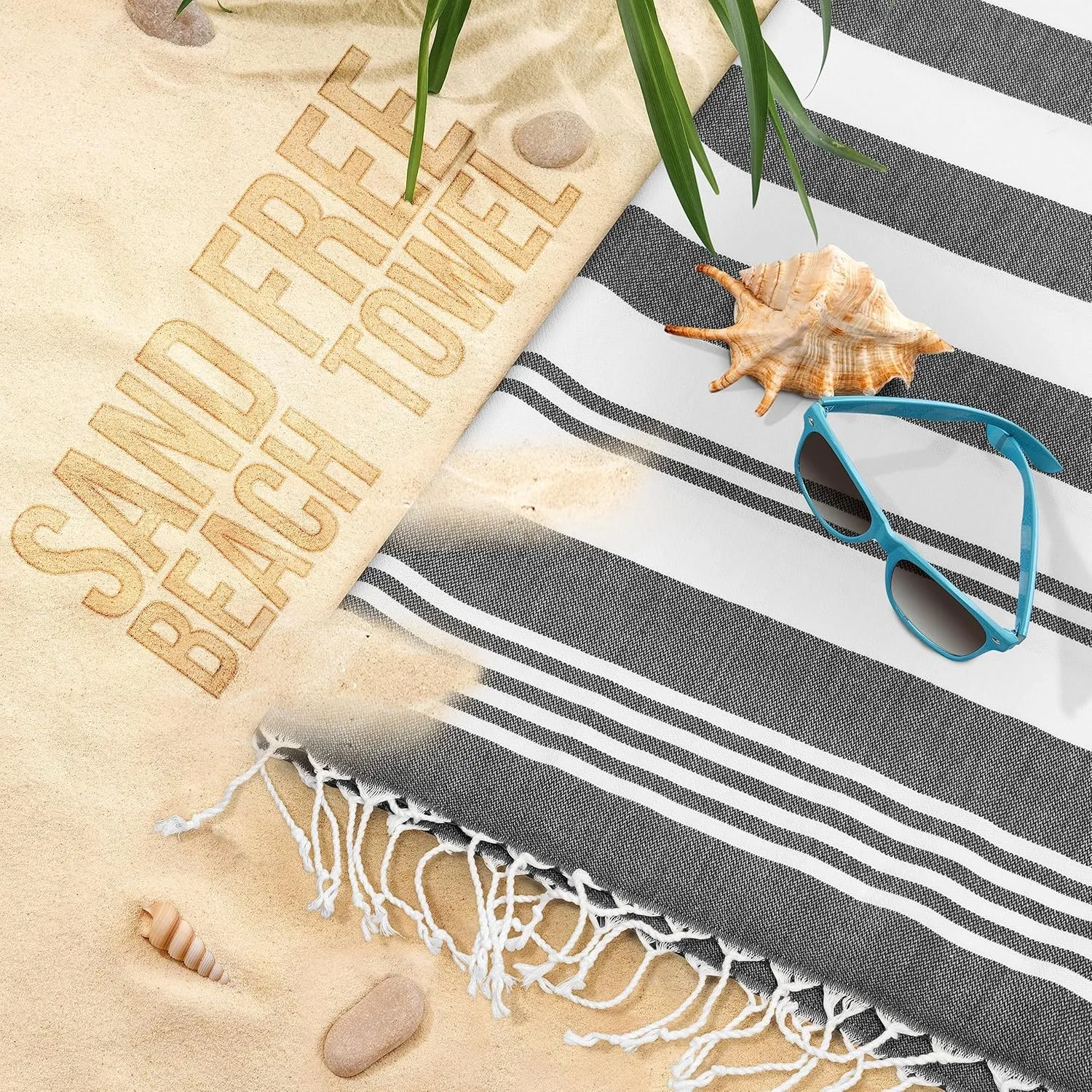 Utopia Towels 4 Pack Turkish Beach Towel, 40 by 72 Inches, 100% Cotton, Oversized Sand Free Lightweight Quick Dry, Prewashed for Soft Feel, Large Turkish Peshtemal Towel for Travel, Grey