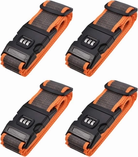 uxcell Luggage Straps Suitcase Belts with Buckle, Combination Lock, 2Mx5cm Adjustable PP Travel Bag Packing Accessories, Orange Gray 4Pcs
