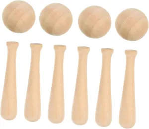 Vaguelly 30pcs Unfinished Wood Baseballs Mini Bats Craft DIY Ornament Kit for Graffiti Decoration Creative Wood Craft Accessory for Home Holiday Fun