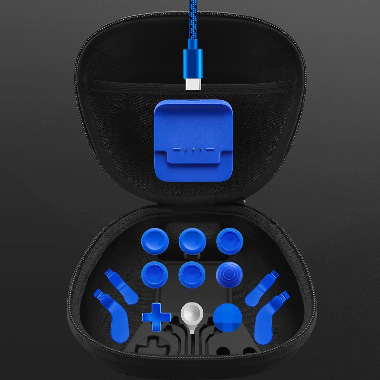 Vanpark Complete Component Pack for Xbox Elite Controller Series 2 Core，Accessories Include 1 Carrying Case, 1 Charging Dock&Cable, Metal 6 Joysticks, 4 Paddles, 2 D-Pads, 1 Adjustment Tool(Blue)