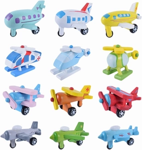 VANZACK 12Pcs Premium Mini Wooden Airplane for and Learning for Great Present for Boys and Enhances Grasping and Color Recognition Skills