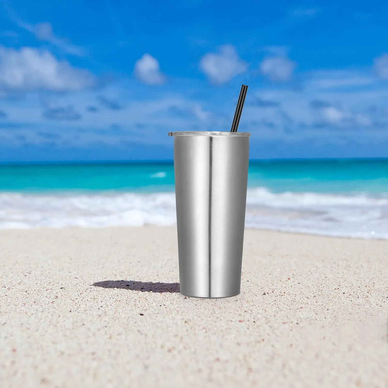 VEGOND 20oz Tumbler Bulk with Lid and Straw 6 Pack, Stainless Steel Vacuum Insulated Tumbler, Double Wall Coffee Cup Travel Mug, Stainless Steel
