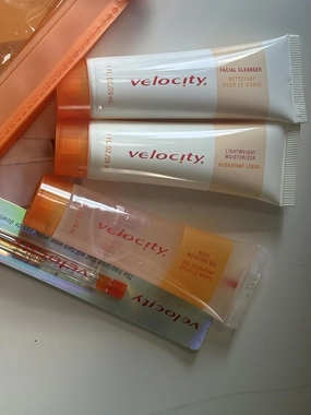 Velocity Facial Cleanser, Lightweight Moisturizer, Moisturizing Gel Travel Set, 1 fl oz each