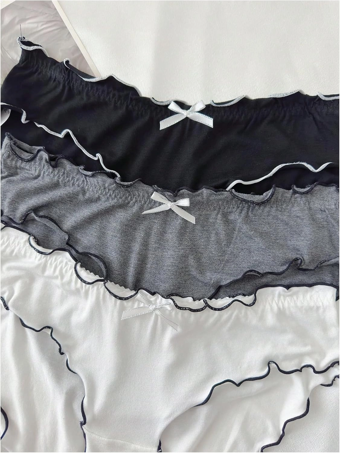 Verdusa Women's 4pack Frill Trim Satin Underwear Briefs Panty Set