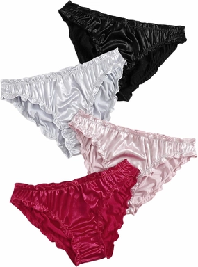 Verdusa Women's 4pack Frill Trim Satin Underwear Briefs Panty Set