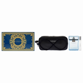Versace Eau Fraiche for Men 3 Piece Set (3.4 Oz Eau De Toilette Spray   10ml Travel Spray   Versace Blue Trousse)