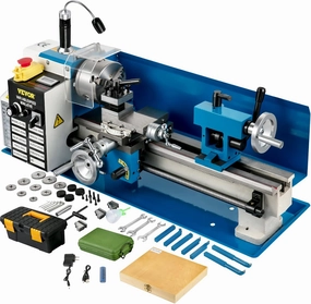 VEVOR Mini Metal Lathe, 7"x14" Benchtop Metal Lathe, 550W Variable Speed 2250RPM Metal Lathe, with 3-jaw Chuck CNC Mini Lathe Machine, Precision Mini Lathe w/Tool Box Digital Display for Metal Turning