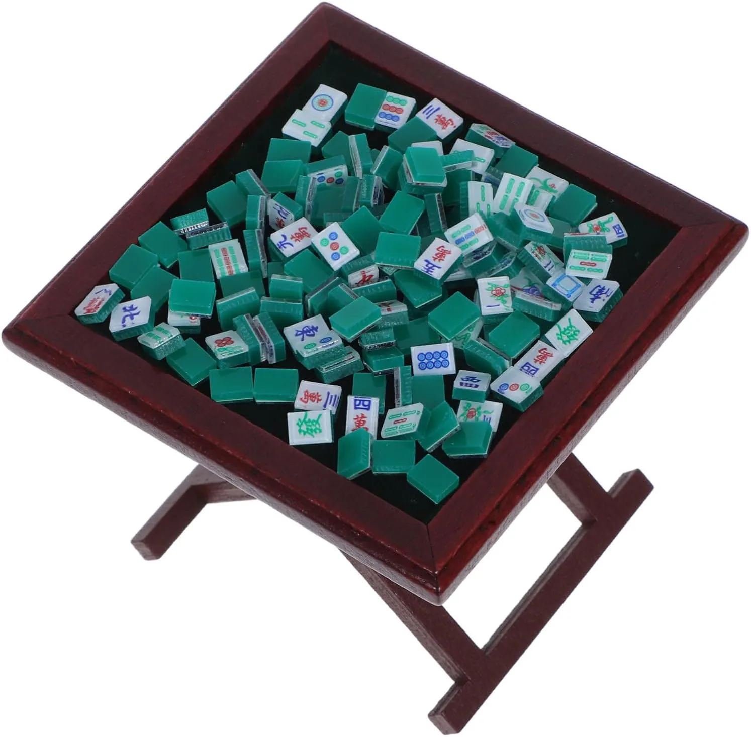 VICASKY Miniature Mahjong Table Dollhouse Realistic Furniture Intricate Detailing for Photography Props and Miniature Scenes Compact and Easy to Arrange