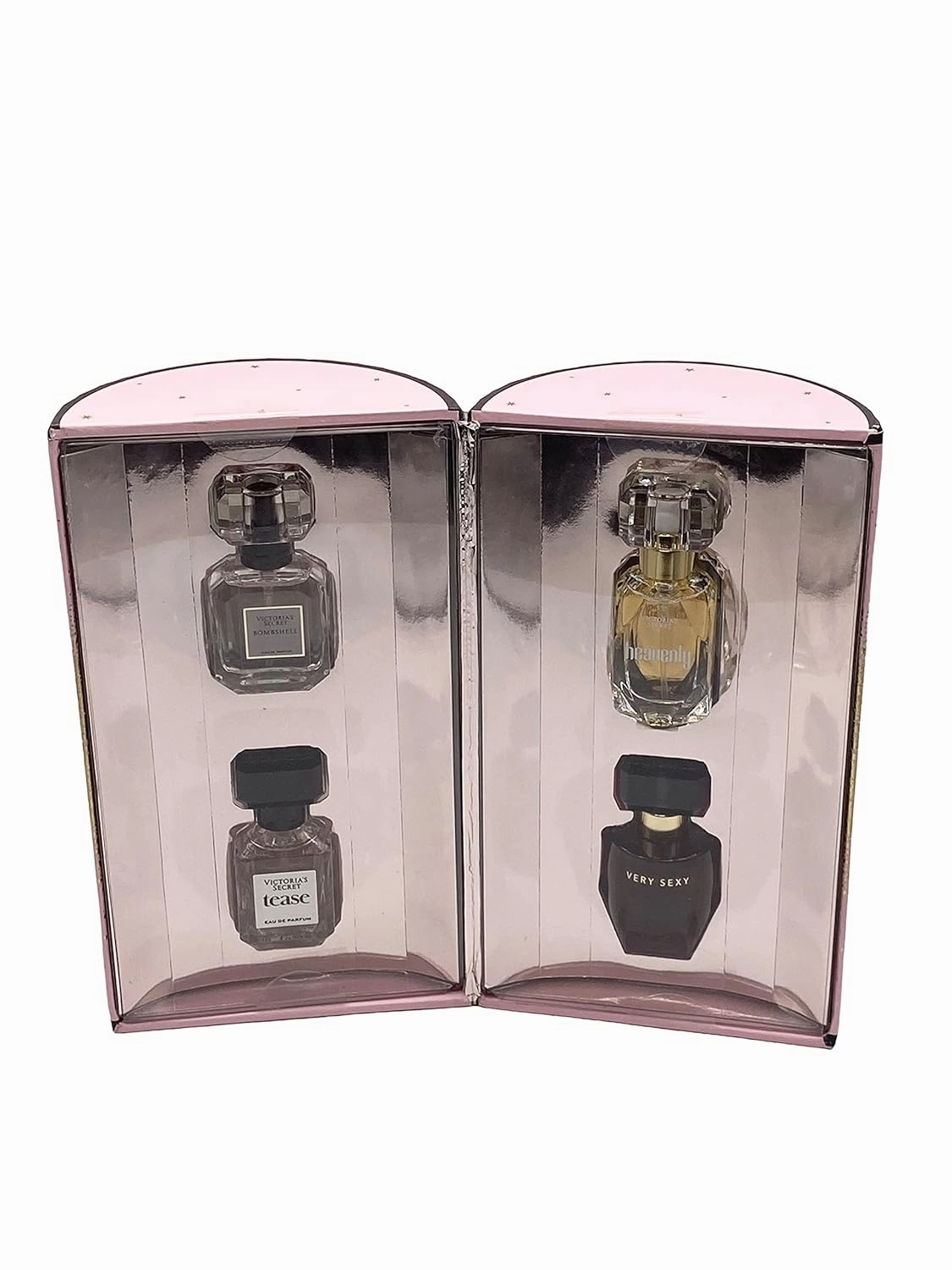 Victoria's Secret 4 Piece Eau De Parfum Mini Gift Set Bombshell Heavenly Tease Very Sexy Women .25 Ounce Each, 5.0 milliliters, 1