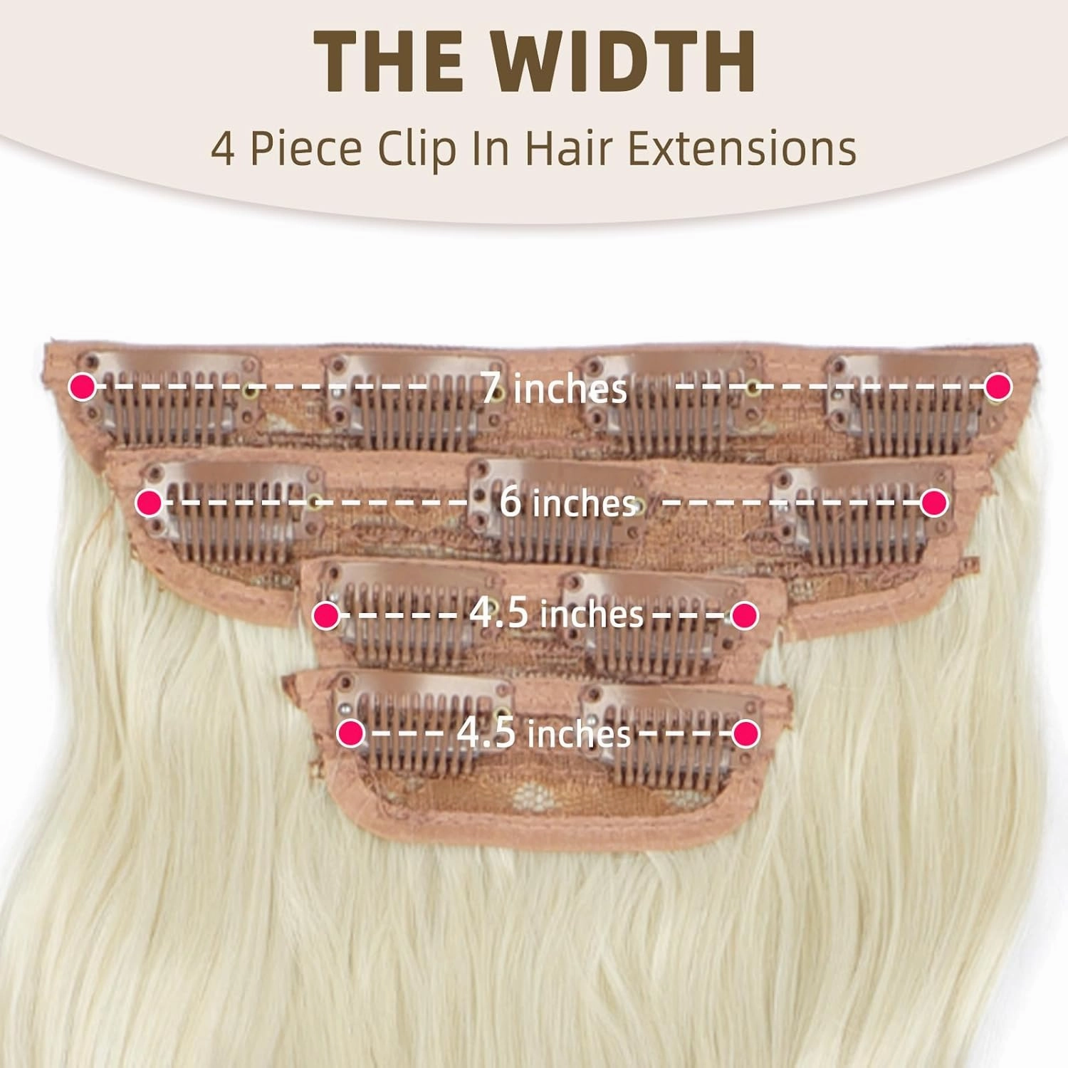 Vigorous Clip in Hair Extensions 20Inch Synthetic Hair Extensions Clip Ins 4Pcs Long Wavy Soft Synthetic Hairpieces for Women(Bright blonde)