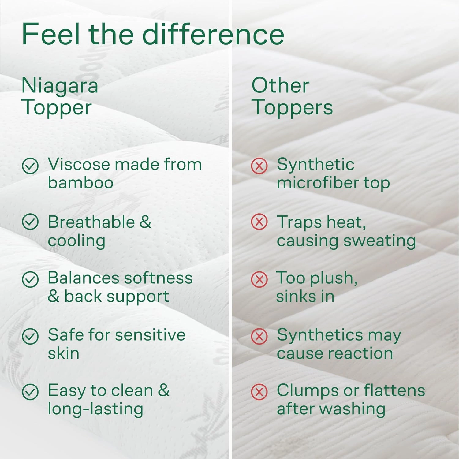Viscose Made from Bamboo Twin Mattress Topper - Thick Cooling Breathable Pillow Top Mattress Pad for Back Pain Relief - Deep Pocket Topper Fits 8-20 Inches Mattress, White