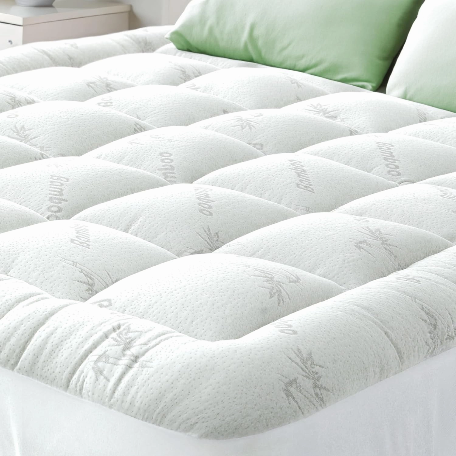 Viscose Made from Bamboo Twin Mattress Topper - Thick Cooling Breathable Pillow Top Mattress Pad for Back Pain Relief - Deep Pocket Topper Fits 8-20 Inches Mattress, White