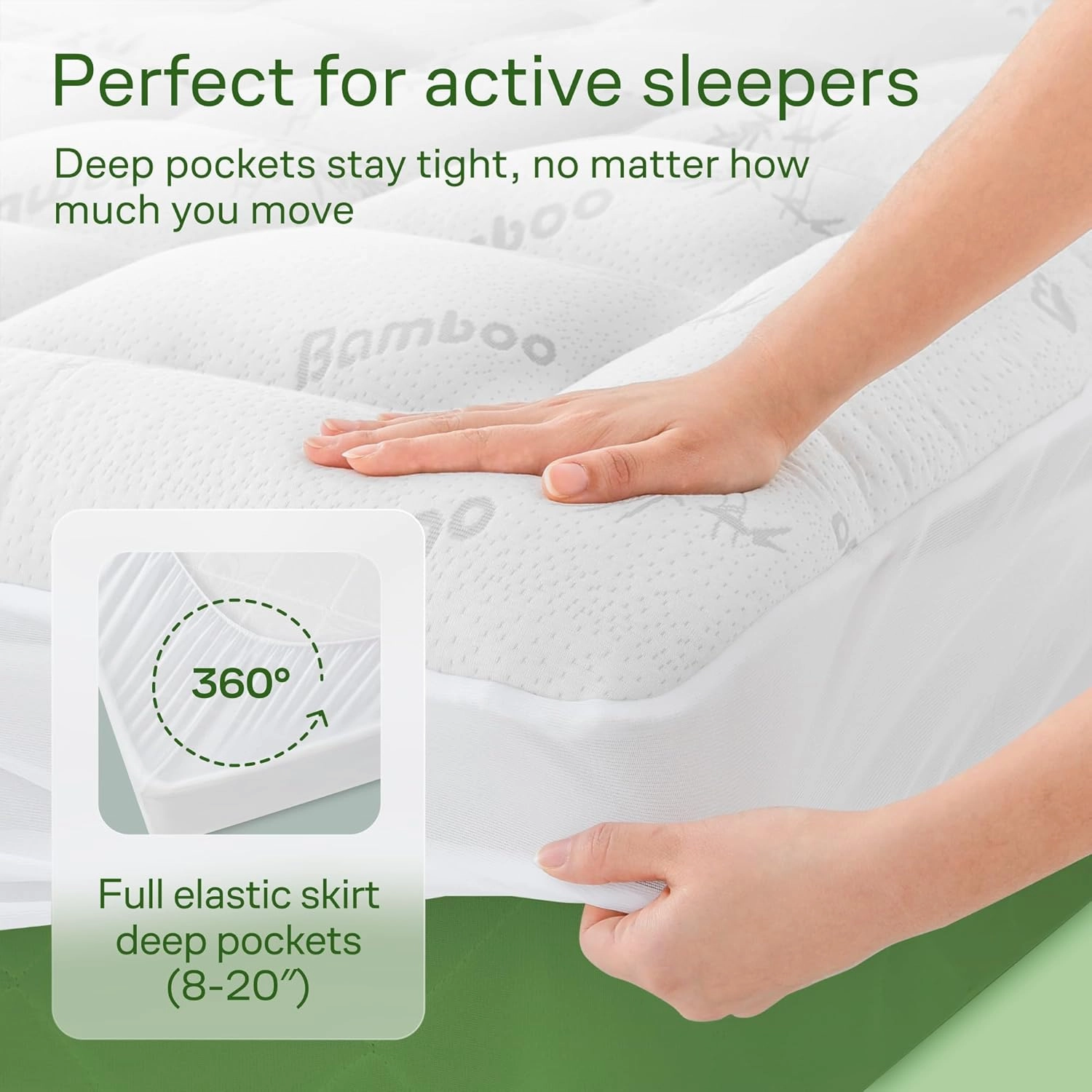 Viscose Made from Bamboo Twin Mattress Topper - Thick Cooling Breathable Pillow Top Mattress Pad for Back Pain Relief - Deep Pocket Topper Fits 8-20 Inches Mattress, White