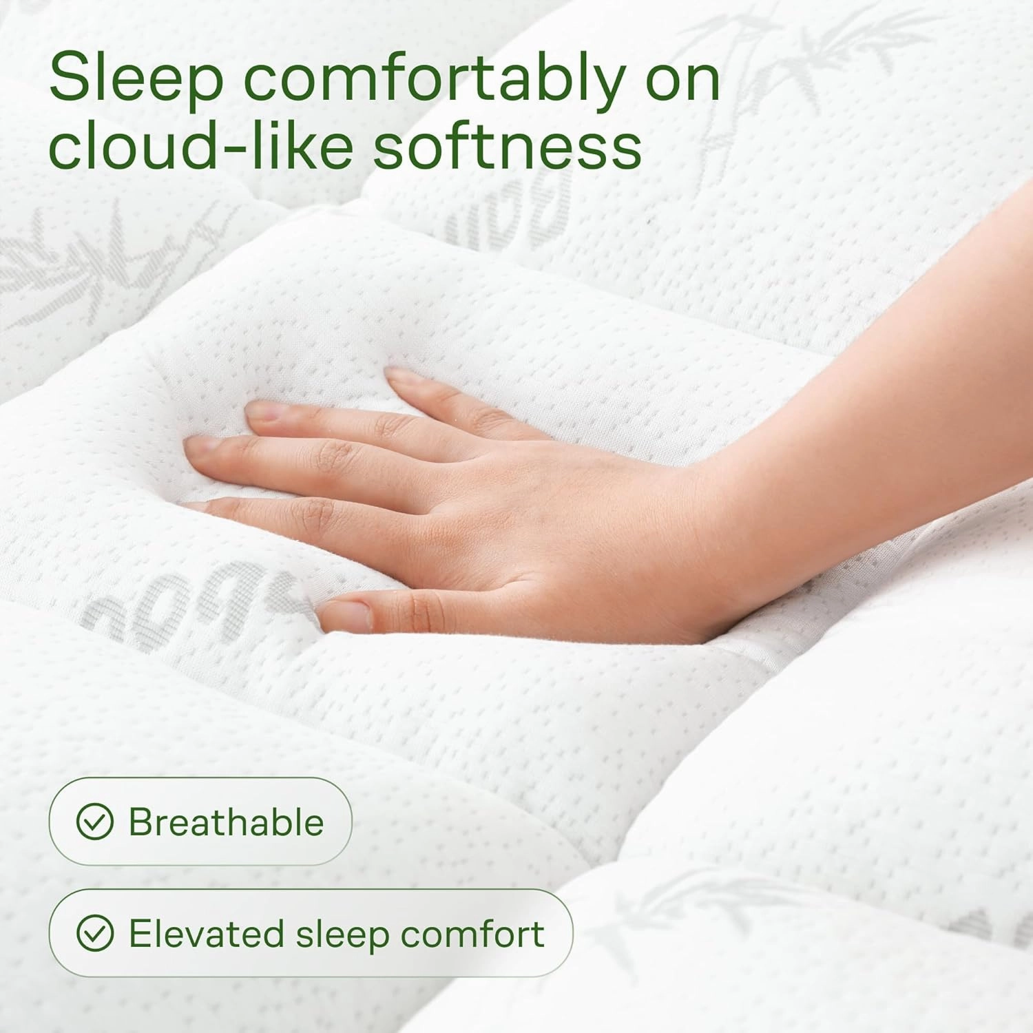 Viscose Made from Bamboo Twin Mattress Topper - Thick Cooling Breathable Pillow Top Mattress Pad for Back Pain Relief - Deep Pocket Topper Fits 8-20 Inches Mattress, White
