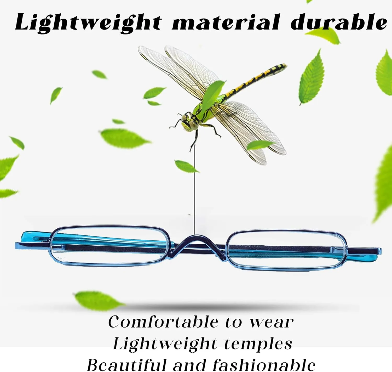 Viseng 2 pairs Slim Mini Metal Reading Glasses Compact Lightweight Portable Readers with Glasses Case for Reading Case  3.0 (Black/Blue)