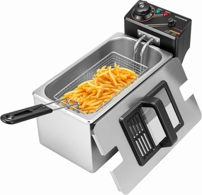 VIVOHOME Electric Deep Fryer with 4L / 17 Cup Oil Capacity, Stainless Steel Oil Fryer with Temperature Control and Lid