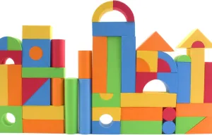 Vokodo 113 Piece Large Foam Building Blocks with Different Shapes and Sizes Bright Colors Quality Educational Kids Creative Construction Toys for Children Girls Boys Toddlers Waterproof