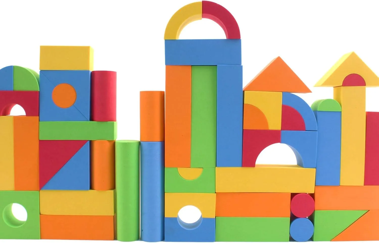 Vokodo 113 Piece Large Foam Building Blocks with Different Shapes and Sizes Bright Colors Quality Educational Kids Creative Construction Toys for Children Girls Boys Toddlers Waterproof