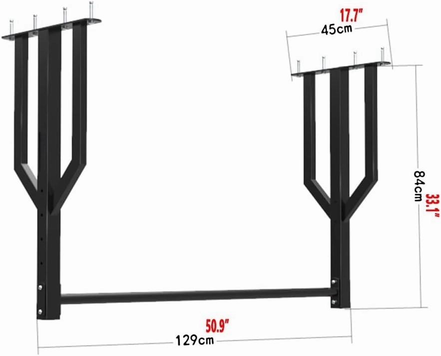 Wall Mounted Pull Up Bar, Height-Adjustable Steel Fitness bar, Home Gym Beam Ceiling Horizontal Bar, Load 300kg (Color : Style 1)