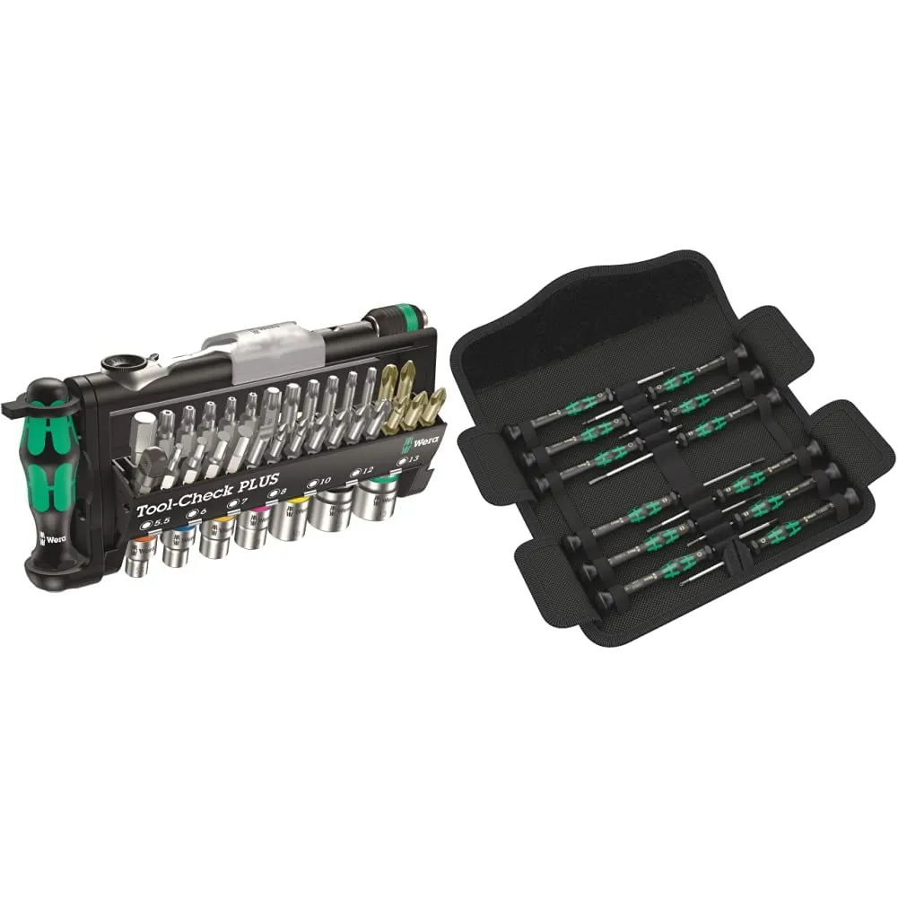 Wera 056490 Tool-Check Plus Bit Ratchet Set with Sockets - Metric & KRAFTFORM MICRO-SET/12 SB 1 SCREWDRIVER SET