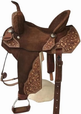 Western Barrel Racing Horse Saddle Handmade Premium Leather Comfort Horse Trail Equestrian Tooled Carved Horse Saddle Riding Horse Saddle Size: 10-18 inches Seat, BR34