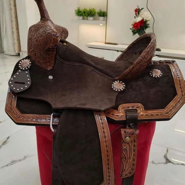Western Barrel Racing Horse Saddle Wooden Tree Handmade Premium Leather Comfort Horse Trail Equestrian Tooled Carved Horse Riding Saddle Size: 10"-18 inches Seat Available, AS03