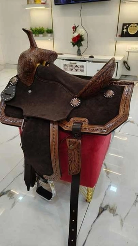 Western Barrel Racing Horse Saddle Wooden Tree Handmade Premium Leather Comfort Horse Trail Equestrian Tooled Carved Horse Riding Saddle Size: 10"-18 inches Seat Available, AS03