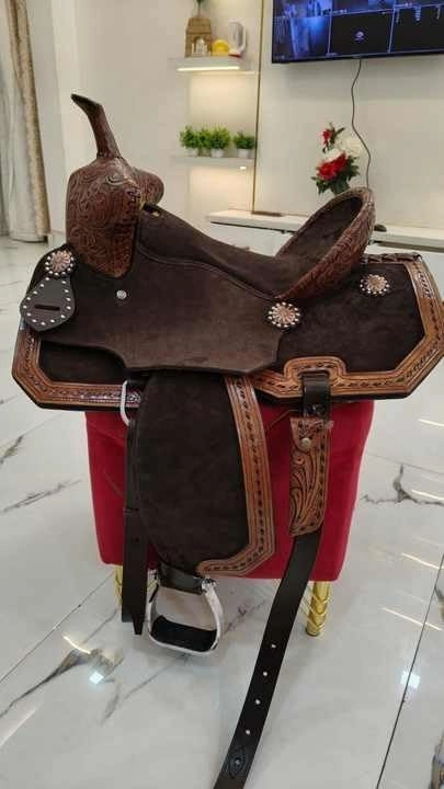 Western Barrel Racing Horse Saddle Wooden Tree Handmade Premium Leather Comfort Horse Trail Equestrian Tooled Carved Horse Riding Saddle Size: 10"-18 inches Seat Available, AS03