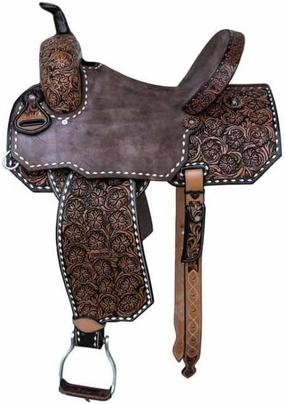 Western Barrel Racing Horse Saddle Wooden Tree Handmade Premium Leather Comfort Horse Trail Equestrian Tooled Carved Horse Riding Saddle Size: 10"-18 inches Seat Available, AS23