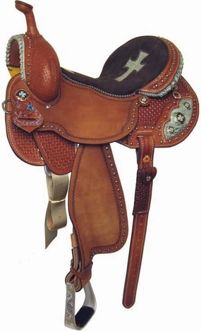 Western Barrel Racing Horse Saddles Trail Equestrian Horse Saddle Classic Quality Premium Leather Comfort for Horse Riding Size:10-18 inches Seat Available, BRL05