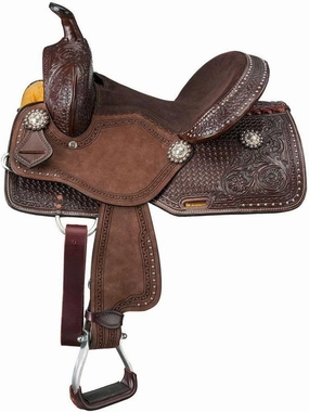 Western Barrel Racing Horse Saddles Trail Equestrian Horse Saddle Classic Quality Premium Leather Comfort for Horse Riding Size:10-18 inches Seat Available, BRL11